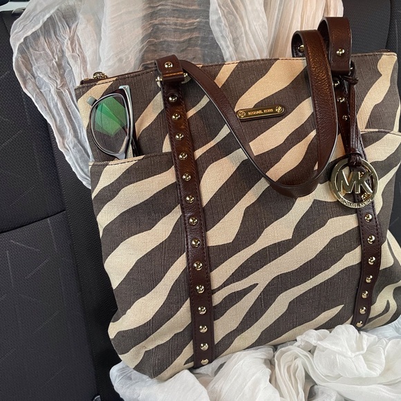 Michael Kors Zebra Print Tote with Brown Accents - Picture 5 of 10